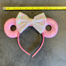Load image into Gallery viewer, Mickey Sequined Headband Bow - Pink w/ White Bow
