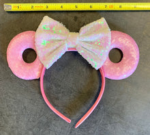 Load image into Gallery viewer, Mickey Sequined Headband Bow - Pink w/ White Bow
