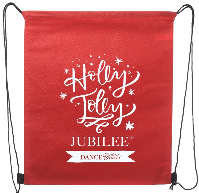 Drawstring Bag - Holly Jolly Jubilee - Red