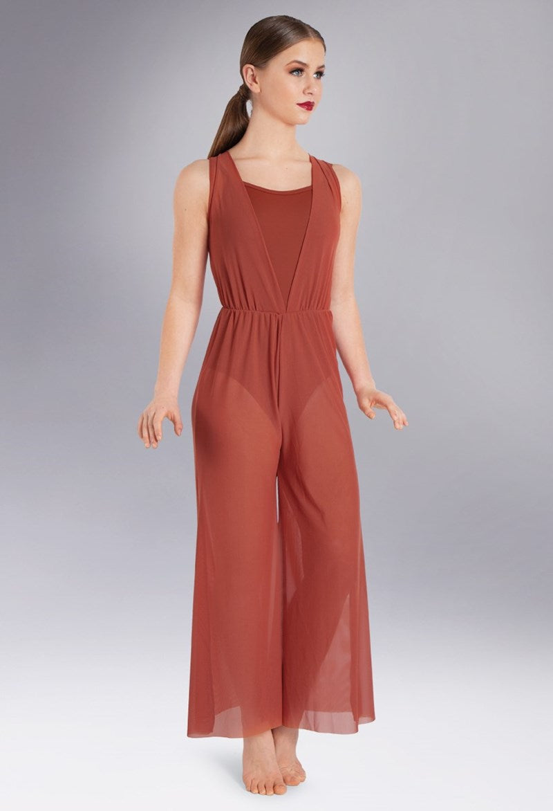 COWL DRAPE POWER MESH JUMPSUIT - SM12126